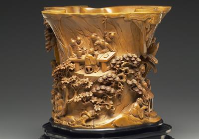 图片[2]-Carved boxwood brush pot with the “Elegant Gathering of the Western Garden” motif, early Qing dynasty, c. 17th century-China Archive